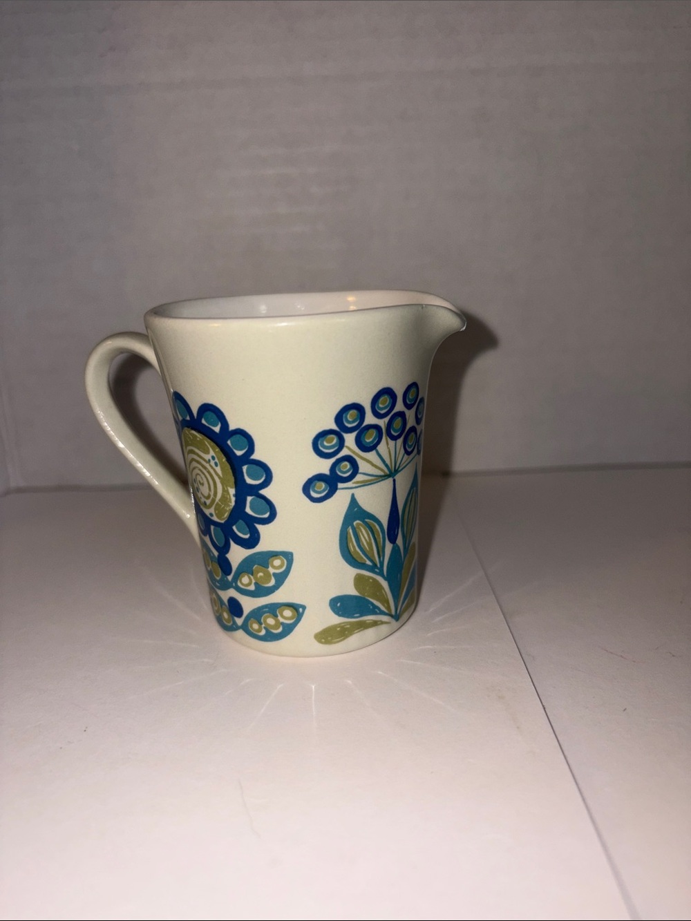 Tor Viking Ceramic Floral Cream Pitcher with Blue and Green Design